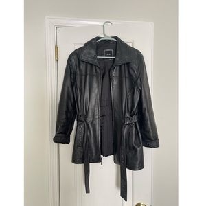 Black leather jacket size small